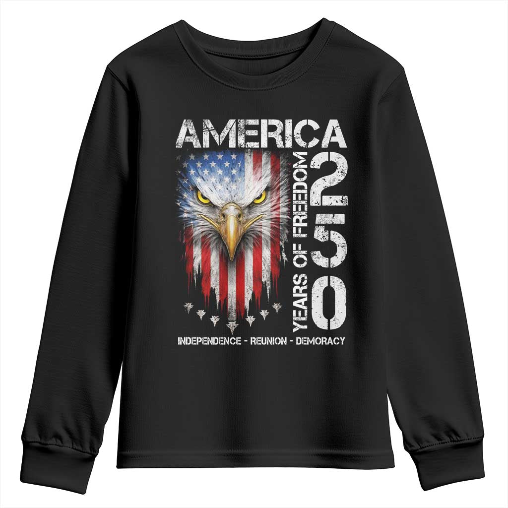 America 250 Years Of Freedom Youth Sweatshirt USA Anniversary Bald Eagle Patriotic Jets