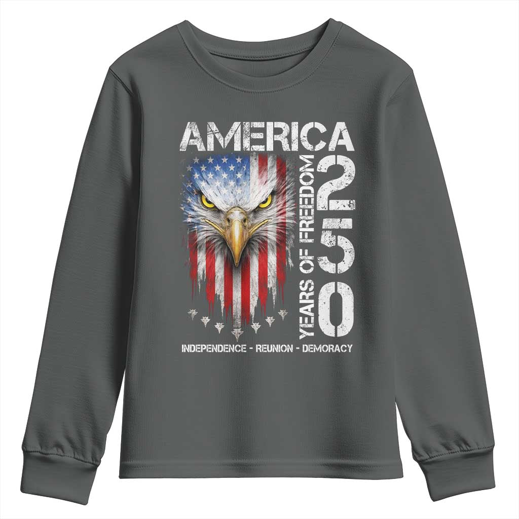 America 250 Years Of Freedom Youth Sweatshirt USA Anniversary Bald Eagle Patriotic Jets