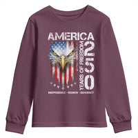 America 250 Years Of Freedom Youth Sweatshirt USA Anniversary Bald Eagle Patriotic Jets