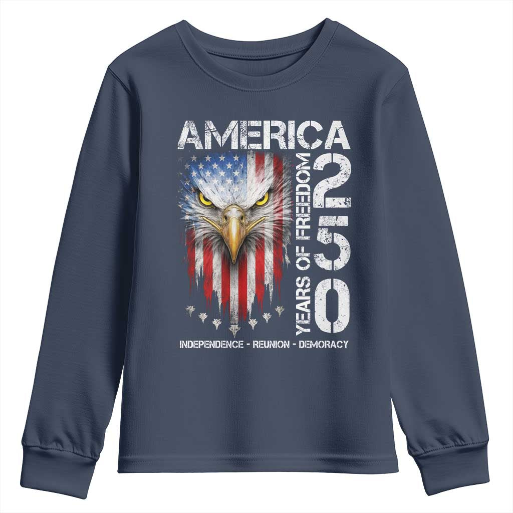 America 250 Years Of Freedom Youth Sweatshirt USA Anniversary Bald Eagle Patriotic Jets