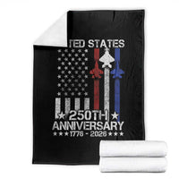 USA 250th Anniversary Throw Blanket Vintage American Flag Jets Semiquincentennial