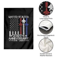 USA 250th Anniversary Garden Flag Vintage American Flag Jets Semiquincentennial