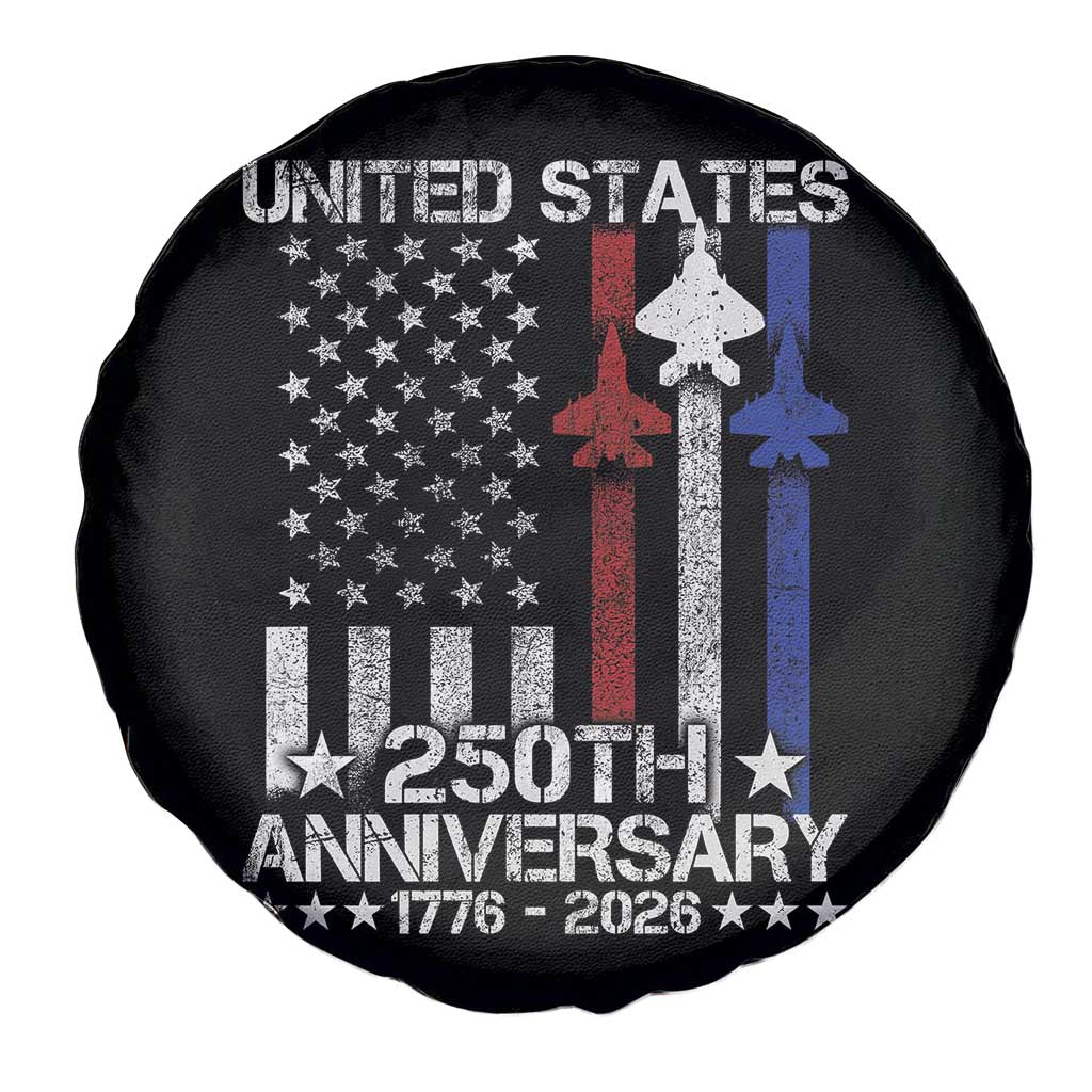 USA 250th Anniversary Spare Tire Cover Vintage American Flag Jets Semiquincentennial