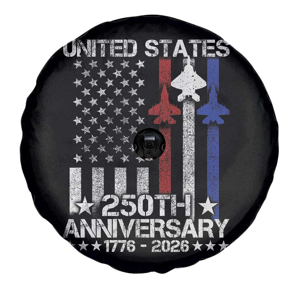 USA 250th Anniversary Spare Tire Cover Vintage American Flag Jets Semiquincentennial