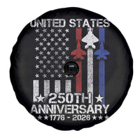 USA 250th Anniversary Spare Tire Cover Vintage American Flag Jets Semiquincentennial
