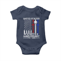 USA 250th Anniversary Baby Onesie Vintage American Flag Jets Semiquincentennial