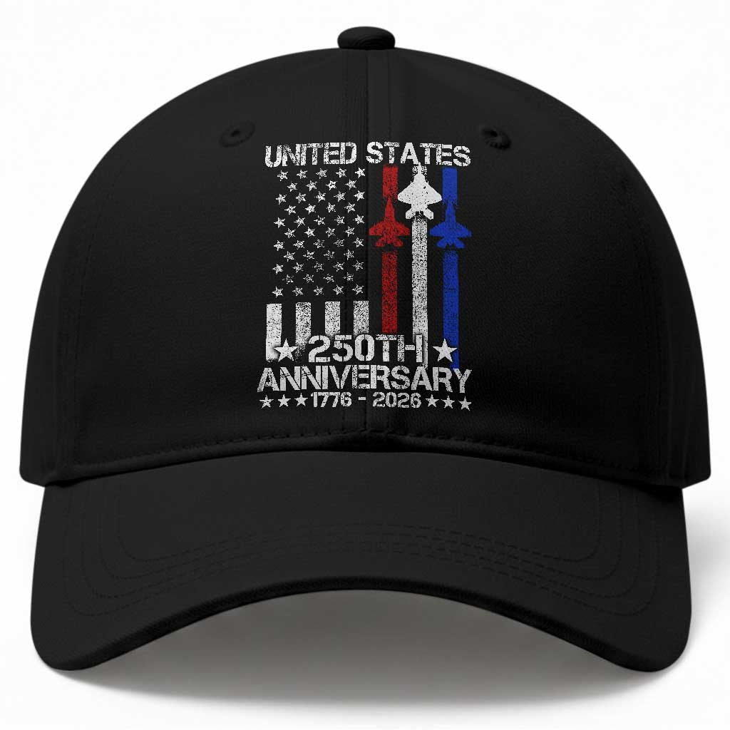USA 250th Anniversary Baseball Cap Vintage American Flag Jets Semiquincentennial
