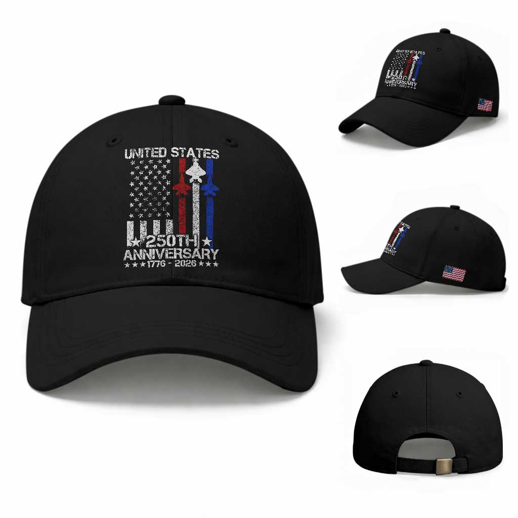 USA 250th Anniversary Baseball Cap Vintage American Flag Jets Semiquincentennial