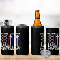 USA 250th Anniversary 4 in 1 Can Cooler Tumbler Vintage American Flag Jets Semiquincentennial