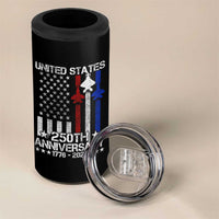 USA 250th Anniversary 4 in 1 Can Cooler Tumbler Vintage American Flag Jets Semiquincentennial