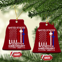 USA 250th Anniversary Ceramic Ornament Vintage American Flag Jets Semiquincentennial