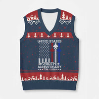 USA 250th Anniversary V-Neck Knit Sweater Vest Vintage American Flag Jets Semiquincentennial