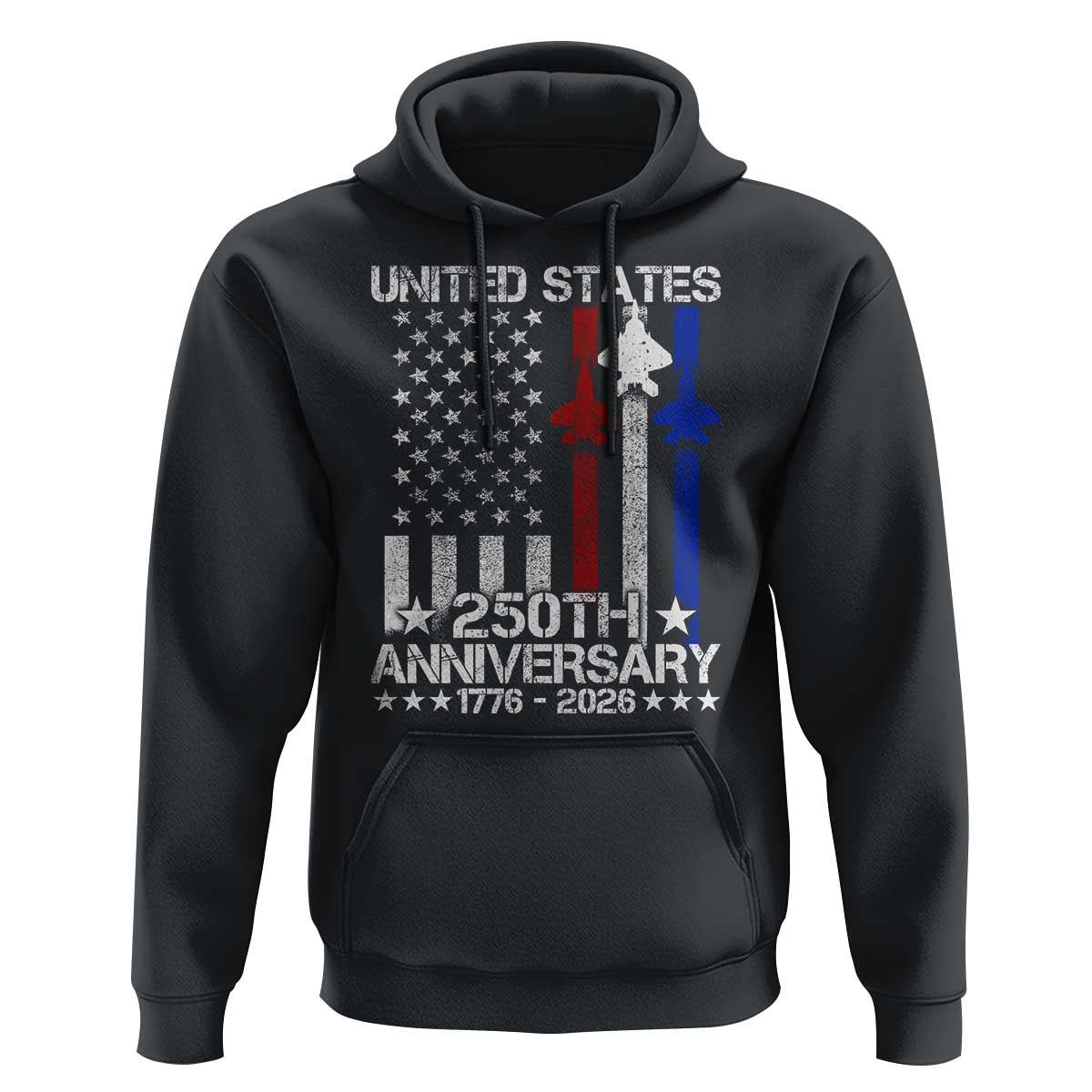 USA 250th Anniversary Hoodie Vintage American Flag Jets Semiquincentennial