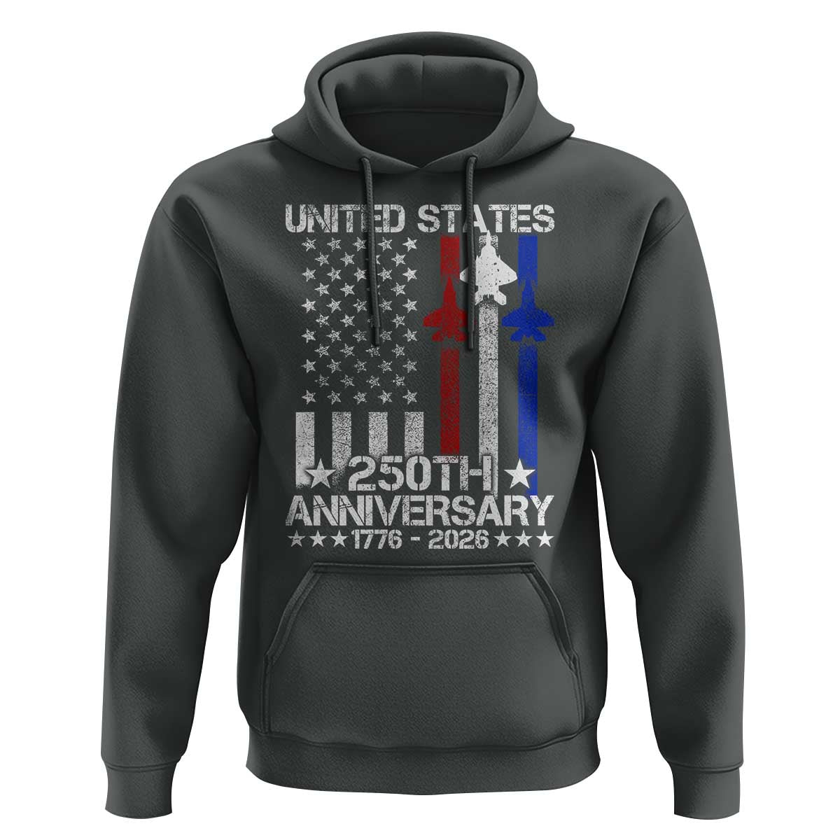 USA 250th Anniversary Hoodie Vintage American Flag Jets Semiquincentennial