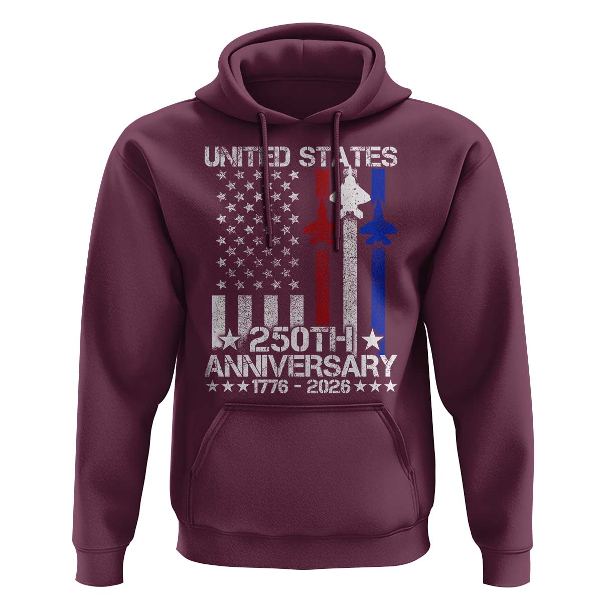 USA 250th Anniversary Hoodie Vintage American Flag Jets Semiquincentennial