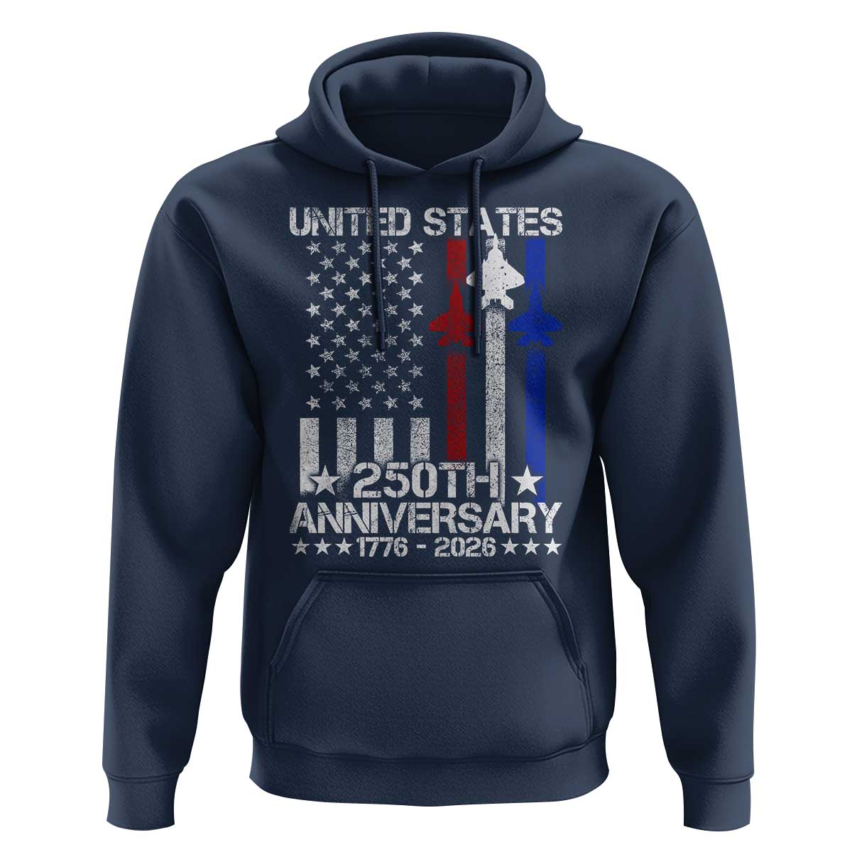 USA 250th Anniversary Hoodie Vintage American Flag Jets Semiquincentennial