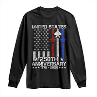 USA 250th Anniversary Long Sleeve Shirt Vintage American Flag Jets Semiquincentennial