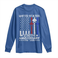 USA 250th Anniversary Long Sleeve Shirt Vintage American Flag Jets Semiquincentennial