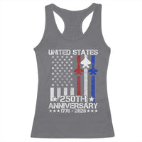 USA 250th Anniversary Racerback Tank Top Vintage American Flag Jets Semiquincentennial