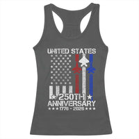 USA 250th Anniversary Racerback Tank Top Vintage American Flag Jets Semiquincentennial