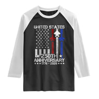 USA 250th Anniversary Raglan Shirt Vintage American Flag Jets Semiquincentennial