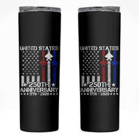 USA 250th Anniversary Skinny Tumbler Vintage American Flag Jets Semiquincentennial