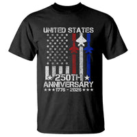 USA 250th Anniversary T Shirt Vintage American Flag Jets Semiquincentennial