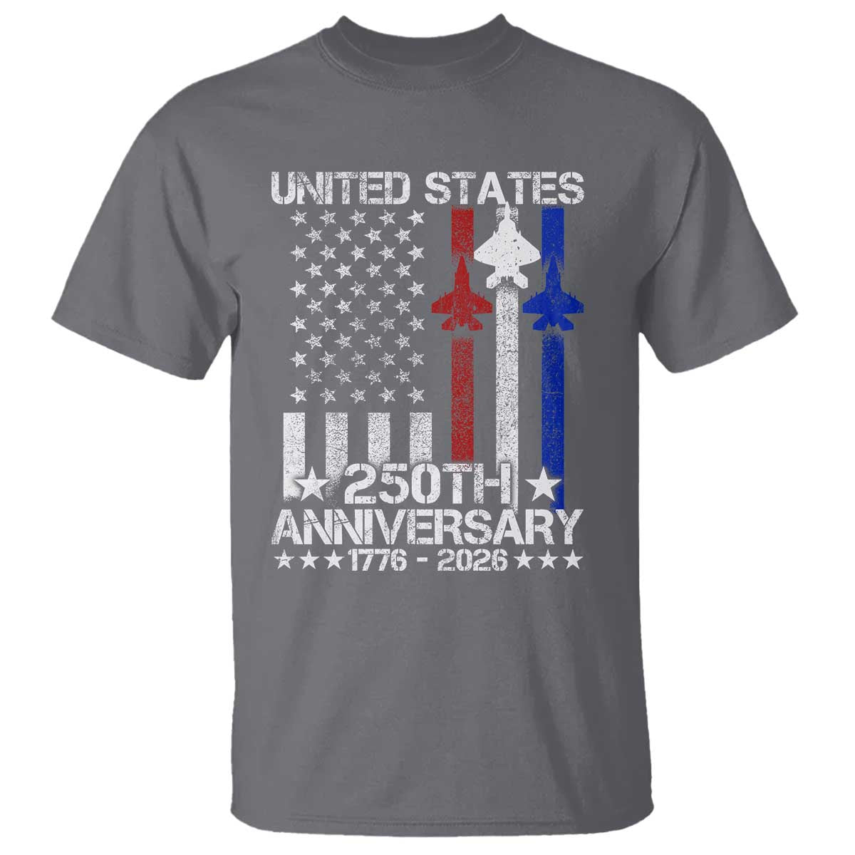 USA 250th Anniversary T Shirt Vintage American Flag Jets Semiquincentennial