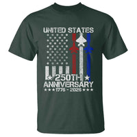 USA 250th Anniversary T Shirt Vintage American Flag Jets Semiquincentennial