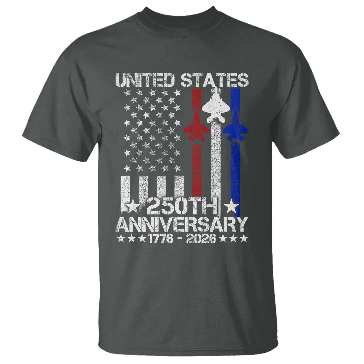 USA 250th Anniversary T Shirt Vintage American Flag Jets Semiquincentennial