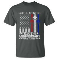 USA 250th Anniversary T Shirt Vintage American Flag Jets Semiquincentennial
