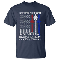 USA 250th Anniversary T Shirt Vintage American Flag Jets Semiquincentennial