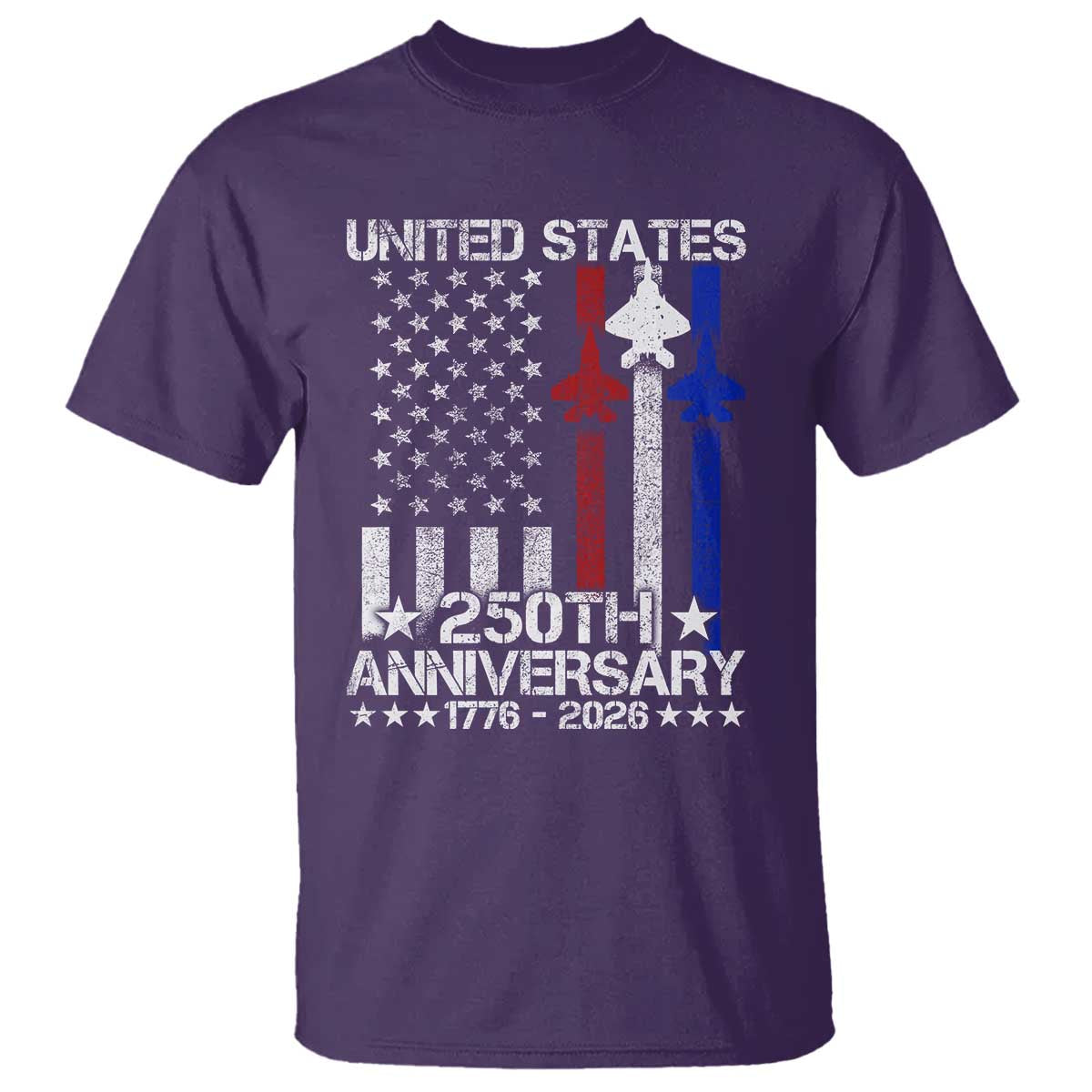 USA 250th Anniversary T Shirt Vintage American Flag Jets Semiquincentennial