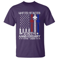 USA 250th Anniversary T Shirt Vintage American Flag Jets Semiquincentennial