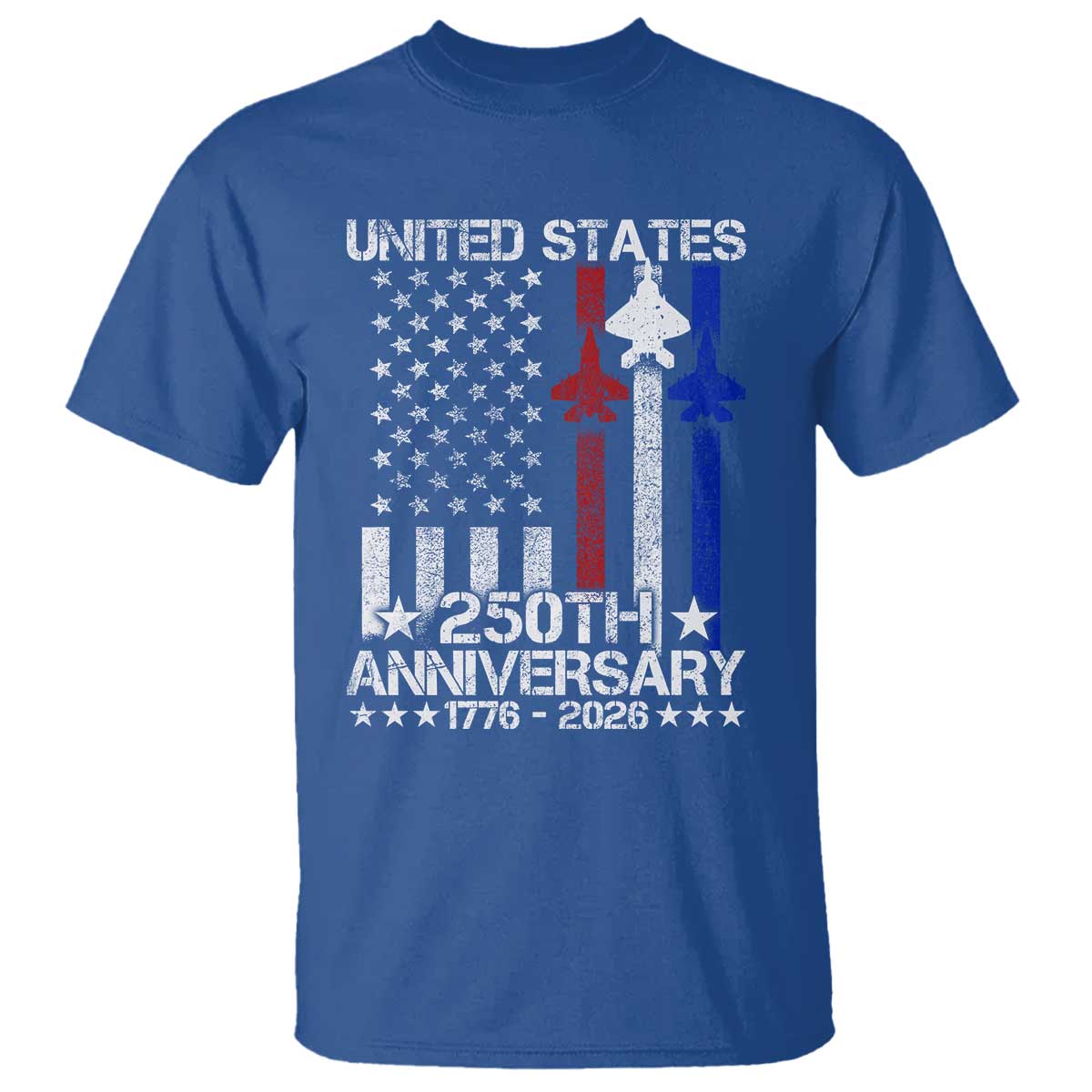 USA 250th Anniversary T Shirt Vintage American Flag Jets Semiquincentennial