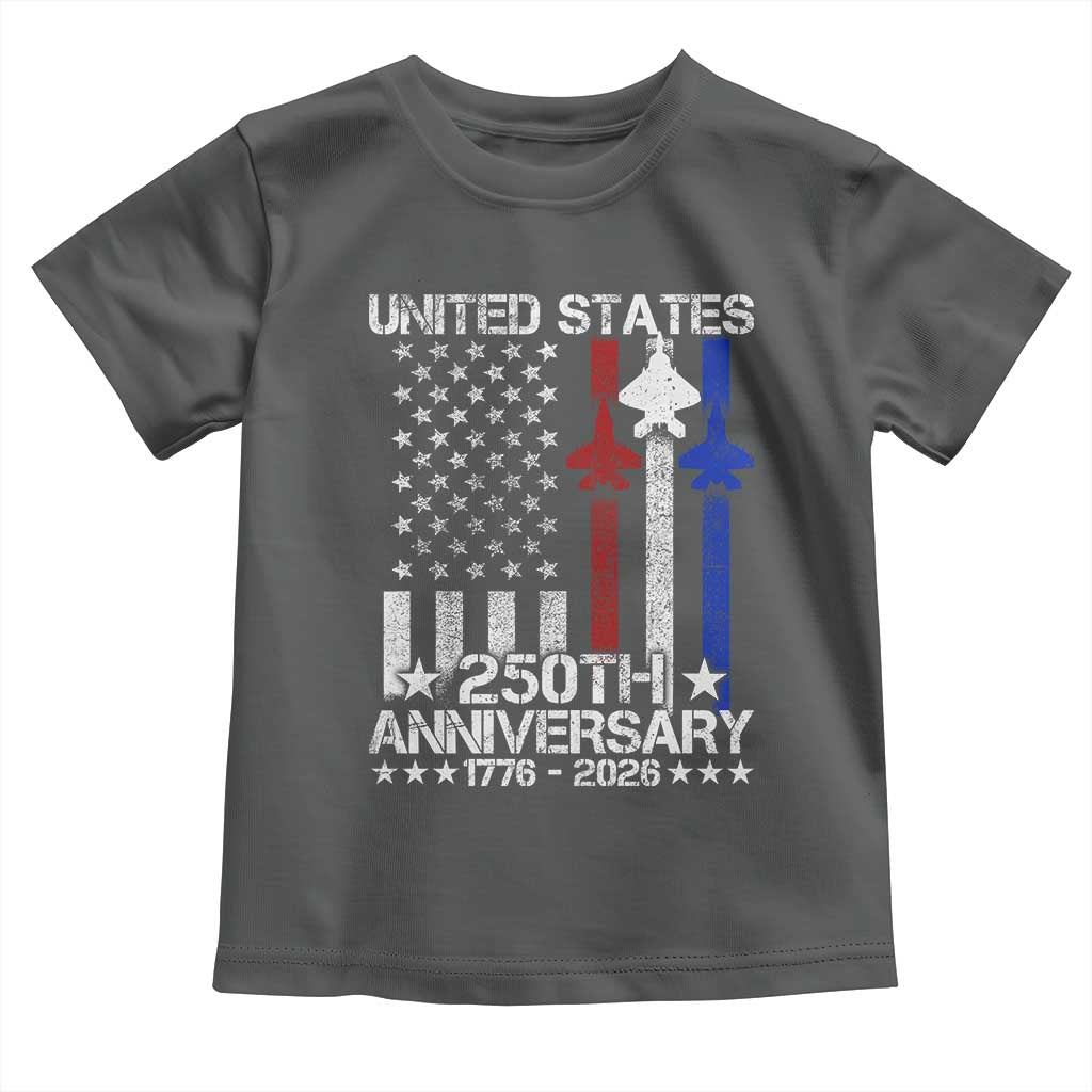 USA 250th Anniversary Toddler T Shirt Vintage American Flag Jets Semiquincentennial