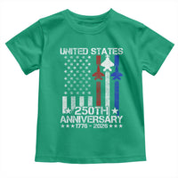 USA 250th Anniversary Toddler T Shirt Vintage American Flag Jets Semiquincentennial