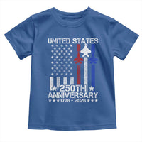 USA 250th Anniversary Toddler T Shirt Vintage American Flag Jets Semiquincentennial