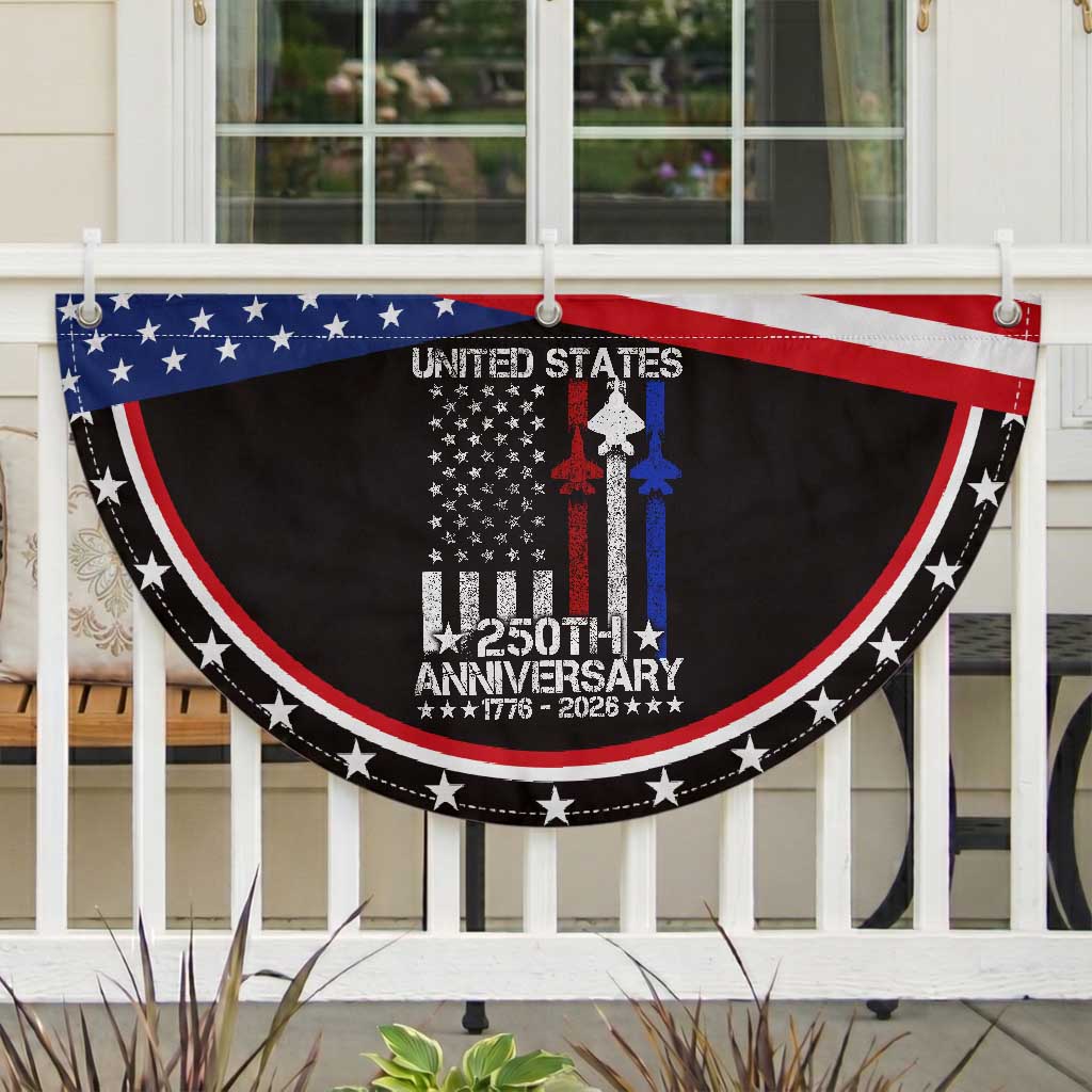USA 250th Anniversary Patriotic Fan Flag Vintage American Flag Jets Semiquincentennial