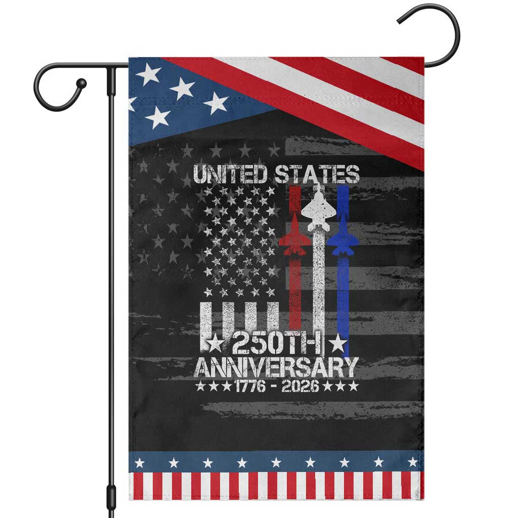 USA 250th Anniversary Patriotic Garden Flag Vintage American Flag Jets Semiquincentennial