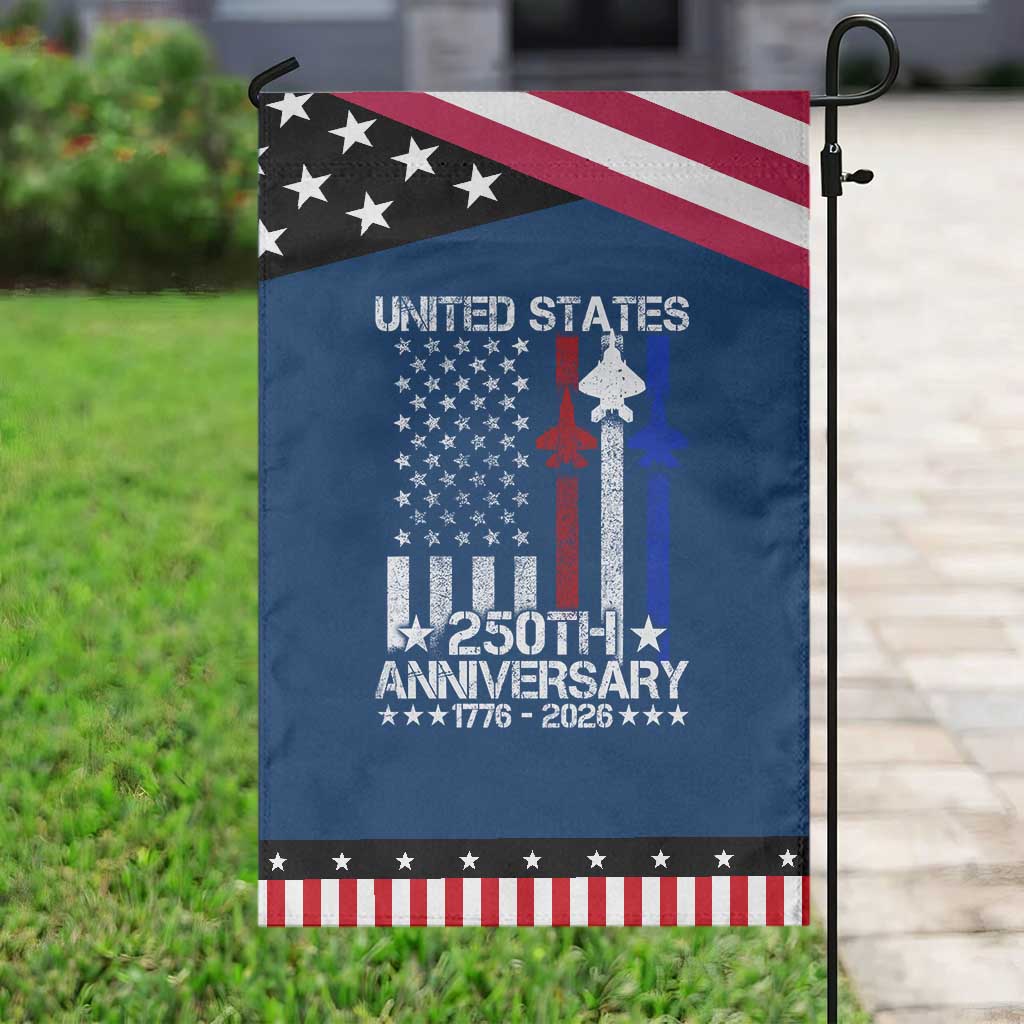USA 250th Anniversary Patriotic Garden Flag Vintage American Flag Jets Semiquincentennial