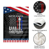 USA 250th Anniversary Patriotic Garden Flag Vintage American Flag Jets Semiquincentennial