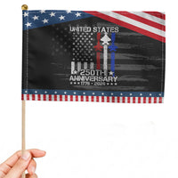 USA 250th Anniversary Patriotic Handheld Flag Vintage American Flag Jets Semiquincentennial