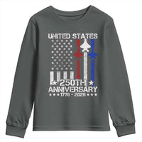 USA 250th Anniversary Youth Sweatshirt Vintage American Flag Jets Semiquincentennial