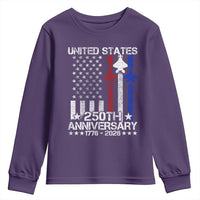 USA 250th Anniversary Youth Sweatshirt Vintage American Flag Jets Semiquincentennial