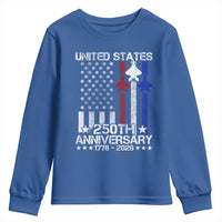 USA 250th Anniversary Youth Sweatshirt Vintage American Flag Jets Semiquincentennial