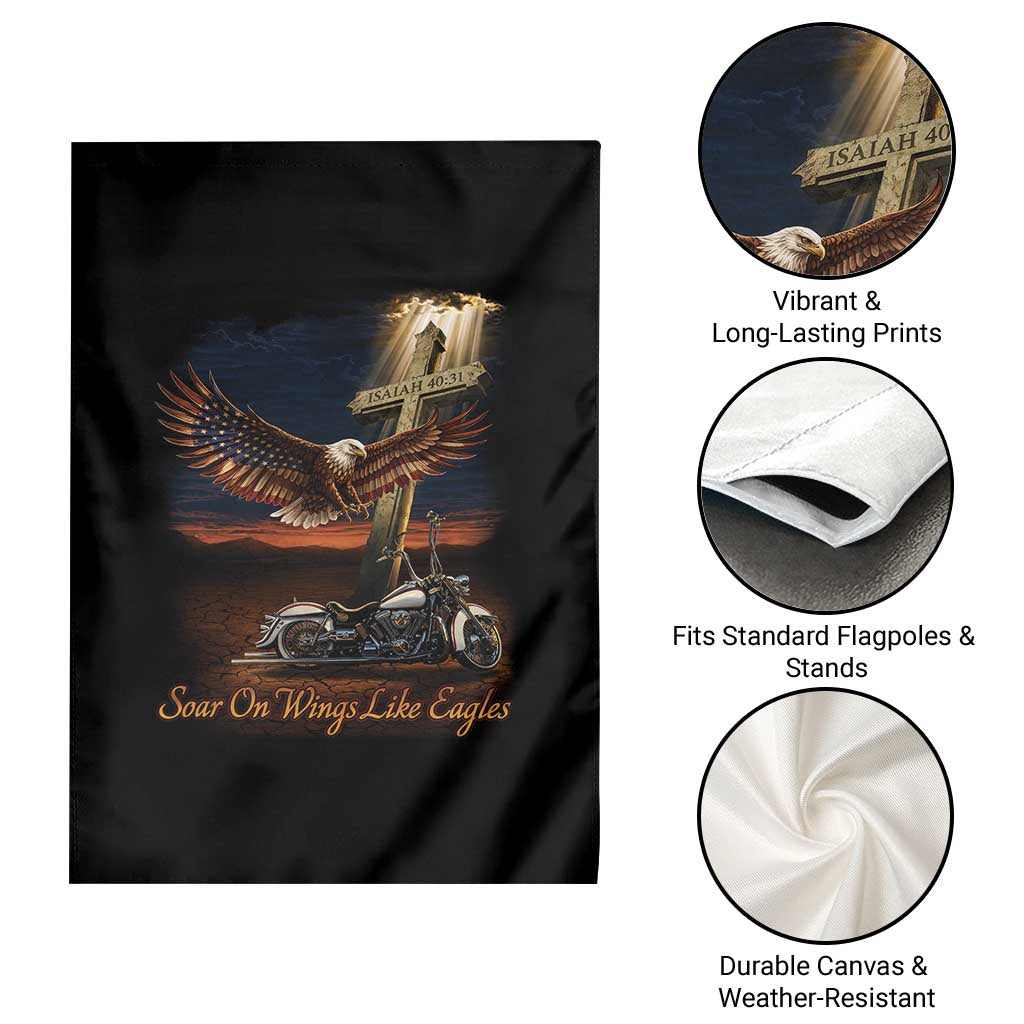 Soar On Wings Like Eagles Christian Garden Flag Isaiah 40:31 Bible Verse Faith Motorcycle