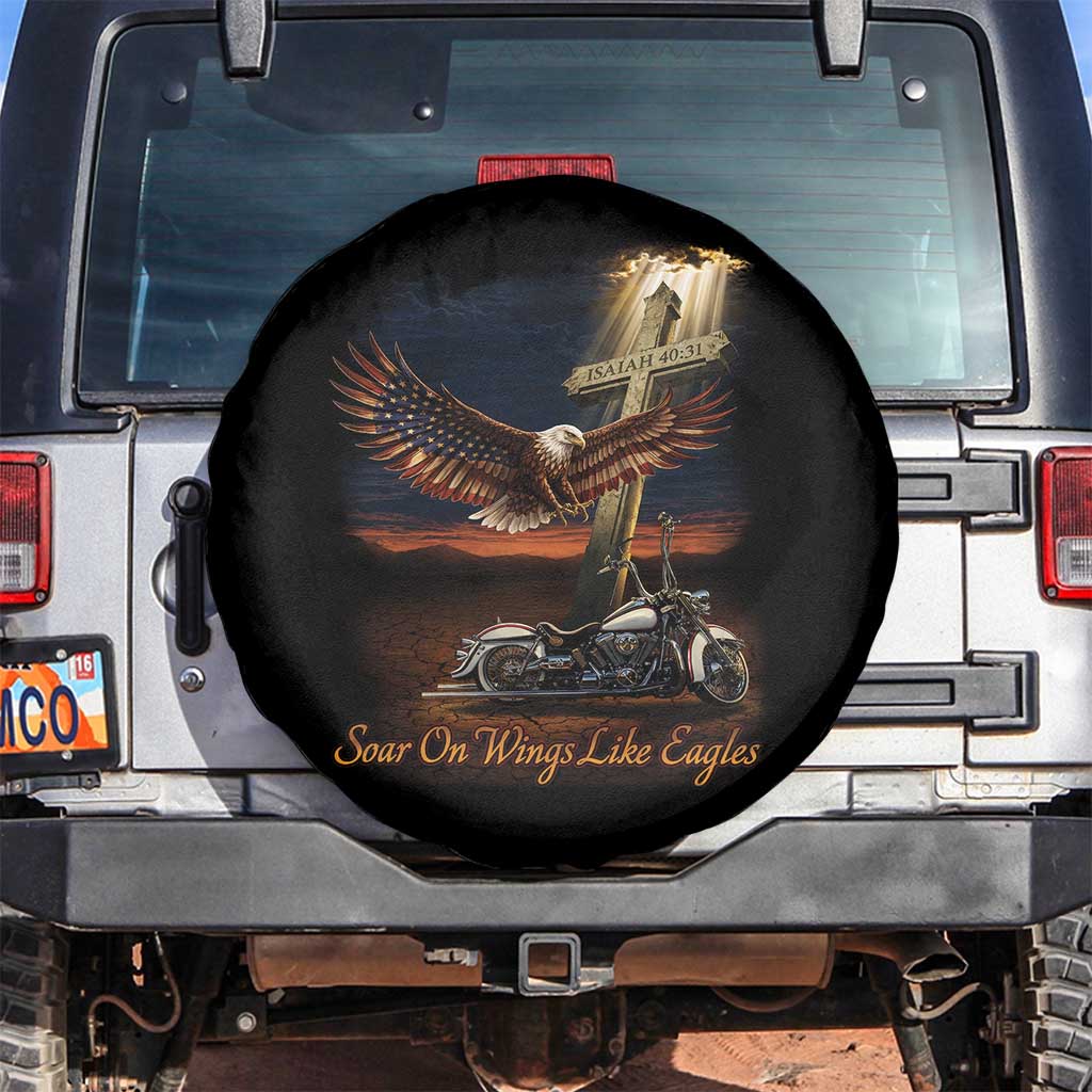 Soar On Wings Like Eagles Christian Spare Tire Cover Isaiah 40:31 Bible Verse Faith Motorcycle