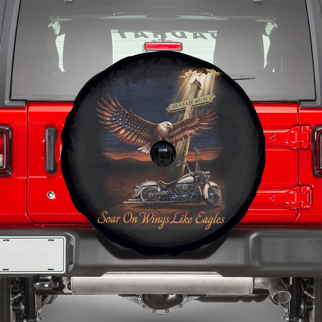 Soar On Wings Like Eagles Christian Spare Tire Cover Isaiah 40:31 Bible Verse Faith Motorcycle