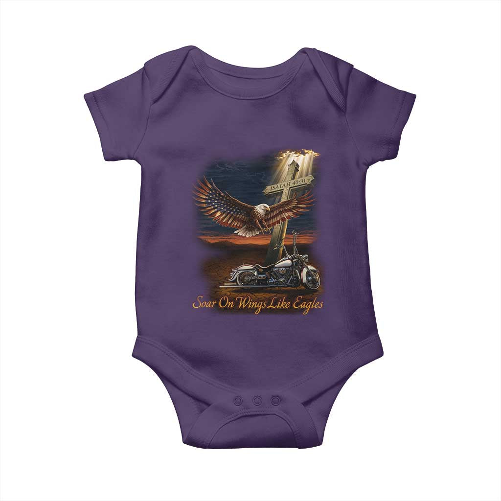Soar On Wings Like Eagles Christian Baby Onesie Isaiah 40:31 Bible Verse Faith Motorcycle